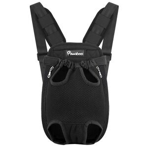Pawaboo Pet Front Carrier Backpack Black Medium Dog‎ Cat Legs Out Hands Free